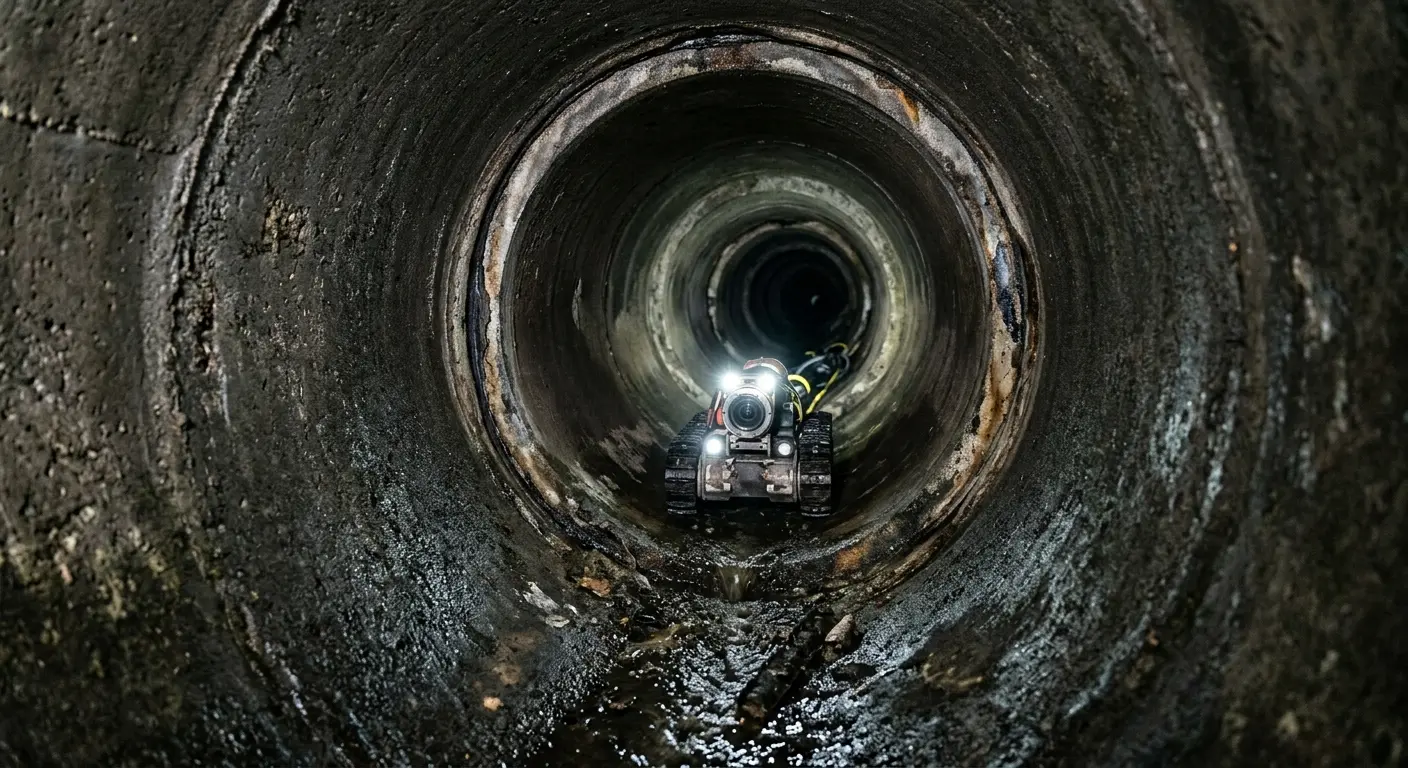 Robotic sewer camera inspecting pipe interior for Sewer Line Repair in Fort Payne